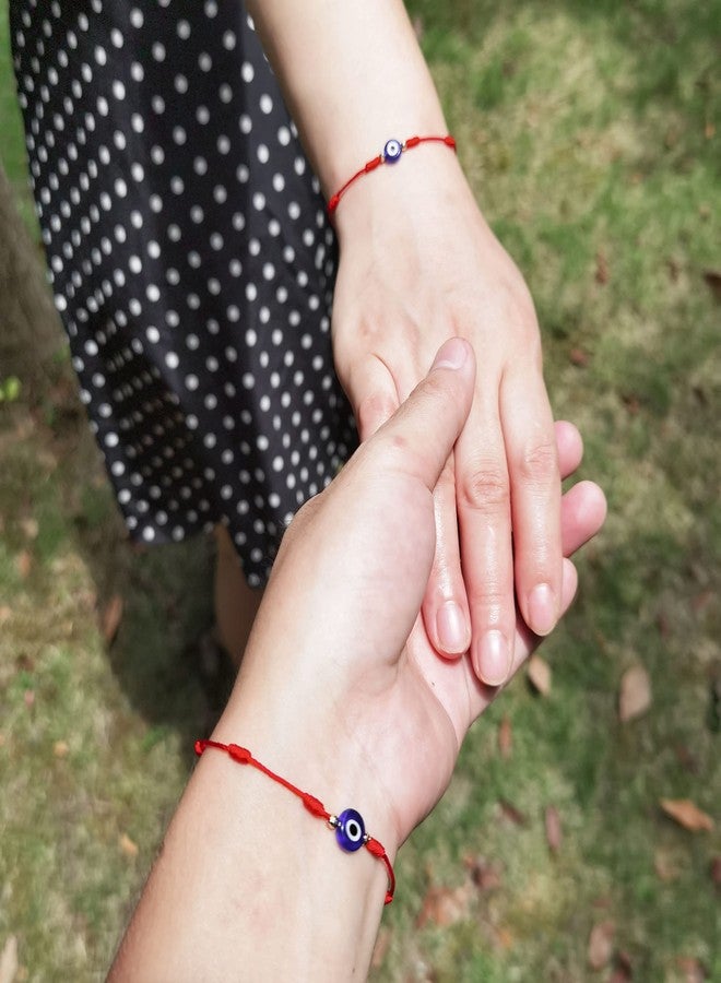 MAKBAK Evil Eye 7 Knot Lucky Bracelets for Women Men Adjustable Lucky Amulet Black Red String Bracelet for Protection Family Friends (Red, Bronze) - Image 3